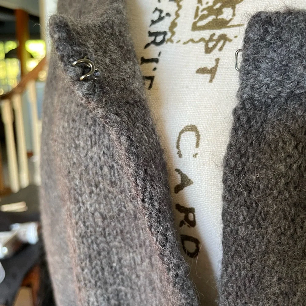 NWT KENAR Charcoal Knit Sweater with Faux Fur Accents, Size L